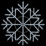 60 inch pure white LED snowflake lit against a night sky