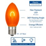 Amber C9 U-Shaped LED Plastic Flex Filament Replacement Bulbs 25 Pack 