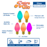 C7 RetroGlo Groovy Multi Colored Ceramic LED Replacement Bulbs - 25 Pack