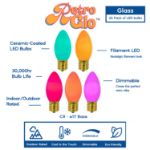 C9 RetroGlo Vintage Purple Ceramic LED Replacement Bulbs - 25 Pack