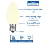 C9 - White - Ceramic (plastic) LED Replacement Bulbs - 25 Pack