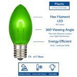 Green C9 U-Shaped LED Plastic Flex Filament Replacement Bulbs 25 Pack 