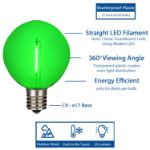 Green LED G50 Plastic Filament LED Globe Bulbs - 25pk