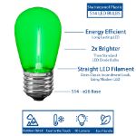 Green S14 LED Plastic Filament Medium Base e26 Bulbs  - 5pk