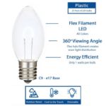 Pure White C9 U-Shaped LED Plastic Flex Filament Replacement Bulbs 25 Pack 
