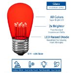 Red S14 LED Medium Base e26 Bulbs w/ 9 LEDs - 25pk