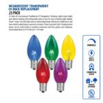 Red Transparent C9 7 Watt Replacement Bulbs 25 Pack