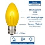Yellow C9 U-Shaped LED Plastic Flex Filament Replacement Bulbs 25 Pack 