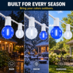 Blue and Pure White G40 bulbs shown outdoors in rain, snow and sunshine
