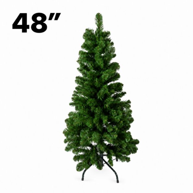 48-inch unlit Colorado Pine Christmas tree on its folding metal stand with height label