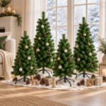 48-inch unlit Colorado Pine Christmas tree in front of a snowy winter window