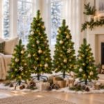 48-inch pre-lit warm white Colorado Pine Christmas tree in front of a snowy winter window