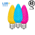 NL Select Yellow/Teal/Pink C9 LED Replacement Bulbs 25 Pack