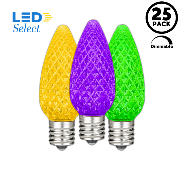NL Select Yellow/Purple/Green C9 LED Replacement Bulbs 25 Pack