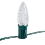 Faceted C9 bulb installed in a PeakPro socket, angled view