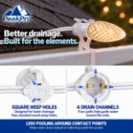 Infographic showing square weep holes and four internal drain channels