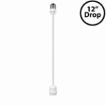 White E26 socket extender showing the drop length