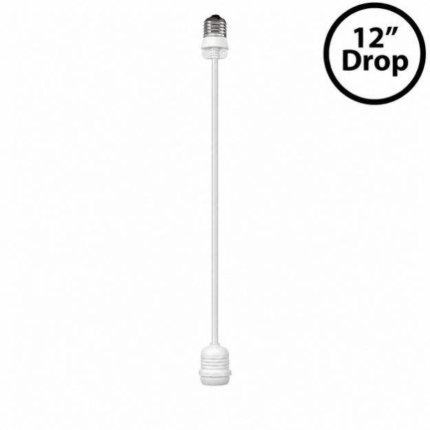 White E26 socket extender showing the drop length