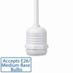 Close-up of the white E26 socket end that accepts medium base bulbs