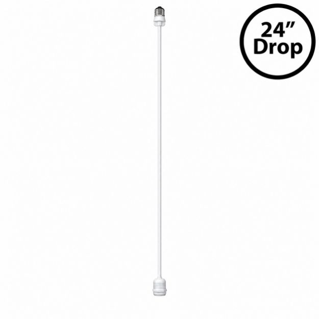 White E26 socket extender showing the drop length