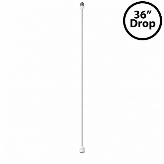 White E26 socket extender showing the drop length