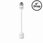 White E26 socket extender showing the drop length