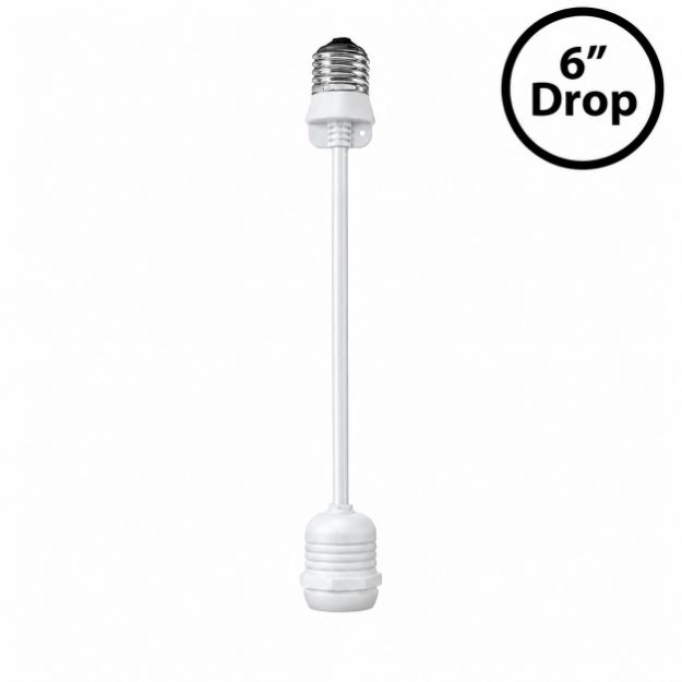 White E26 socket extender showing the drop length