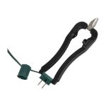 Green vampire plug held between the handle ends of the socket tool