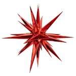 Metallic red 14 inch Moravian star unlit, showing the interlocking spires