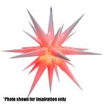 White Moravian star lit with red bulbs, shown for inspiration only