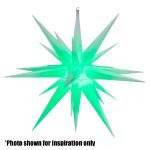 White Moravian star lit with green bulbs, shown for inspiration only
