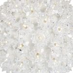 Close view of the clear twinkling bulbs set into the reflector facets
