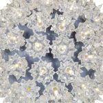 Close view of the silver bulbs set into the reflector facets