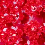Close view of the red bulbs set into the reflector facets
