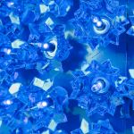 Close view of the blue bulbs set into the reflector facets