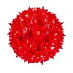 Lit red RetroGlo starlight sphere at an angle