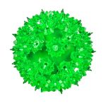 Lit green RetroGlo starlight sphere at an angle