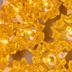 Close view of the gold bulbs set into the reflector facets