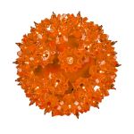 Lit orange RetroGlo starlight sphere at an angle