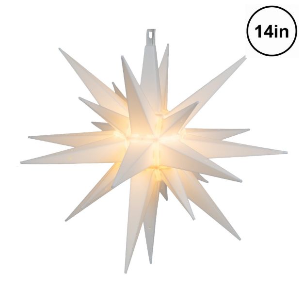 White 14 inch Moravian star lit
