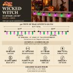 RetroGlo C9 Wicked Witch light set infographic showing length, bulb count, spacing and specs