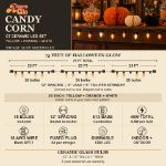 RetroGlo C7 Candy Corn light set infographic showing length, bulb count, spacing and specs