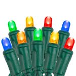 Multi Color 5mm convex LED mini light bulbs on green wire
