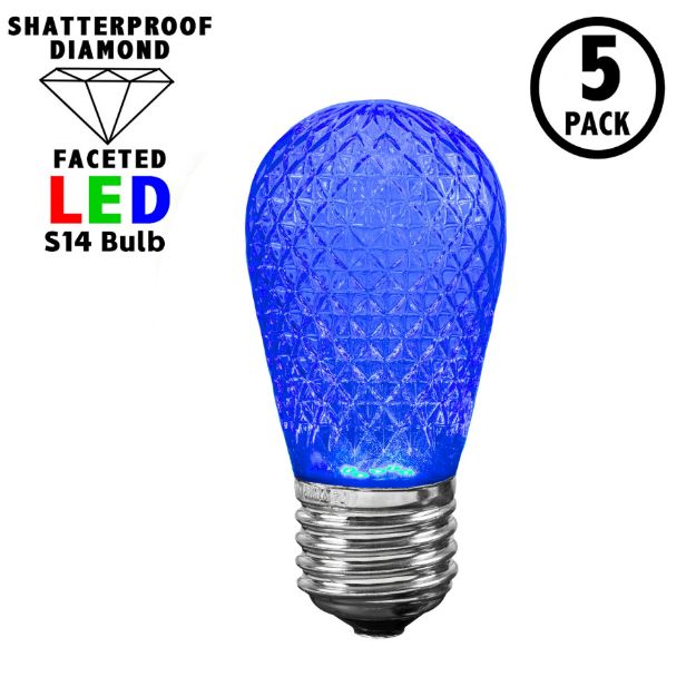 5 pack of blue diamond faceted S14 LED bulbs