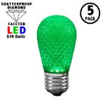 5 pack of green diamond faceted S14 LED bulbs