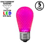 5 pack of pink diamond faceted S14 LED bulbs