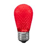 red diamond faceted S14 LED bulb lit