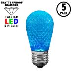 5 pack of teal diamond faceted S14 LED bulbs