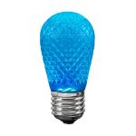 teal diamond faceted S14 LED bulb lit