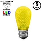 5 pack of yellow diamond faceted S14 LED bulbs